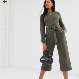 Green denim jumpsuit